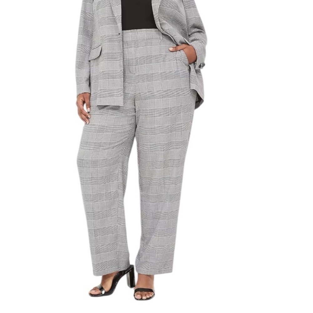 NWT Womens Lane Bryant Black and white plaid/houndstooth dress pants | Size 20